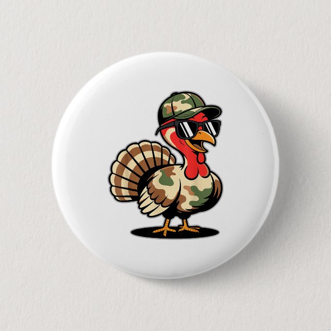 Camo Turkey Day Hunting Fall Thanksgiving  6 Cm Round Badge (Front)