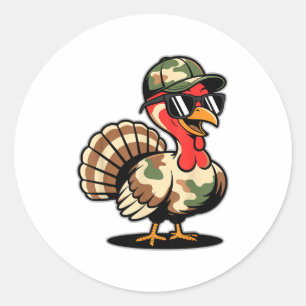Camo Turkey Day Hunting Fall Thanksgiving  Classic Round Sticker