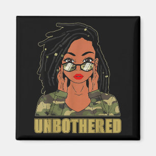 Camo Unbothered Black History Month Afro Loc’d Bla Magnet