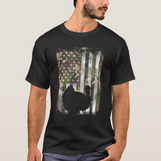 Camo US America Flag Turkey Day Hunting Thanksgivi T-Shirt
