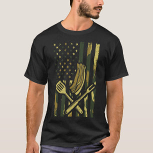 Camo Us Flag Bbq Meat Grill Byrbecue Patriot Men W T-Shirt