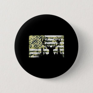 Camo Us Flag Deer Elk Buck Camoflage Hunting Hunte 6 Cm Round Badge