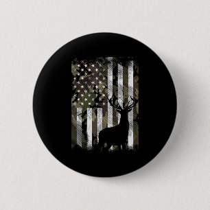 Camo US Flag Deer Elk Buck Camoflage Hunting Hunte 6 Cm Round Badge
