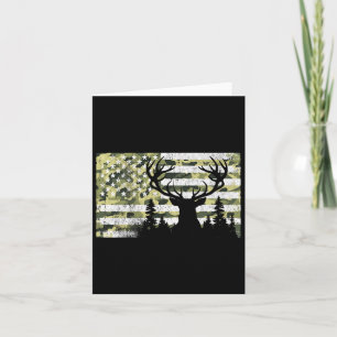 Camo Us Flag Deer Elk Buck Camoflage Hunting Hunte Card