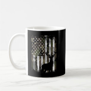 Camo US Flag Deer Elk Buck Camoflage Hunting Hunte Coffee Mug