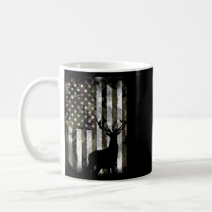 Camo Us Flag Deer Elk Buck Camoflage Hunting Hunte Coffee Mug