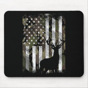 Camo US Flag Deer Elk Buck Camoflage Hunting Hunte Mouse Pad
