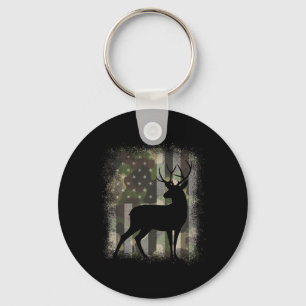 Camo Us Flag Deer Elk Buck Hunting Camouflage Hunt Key Ring