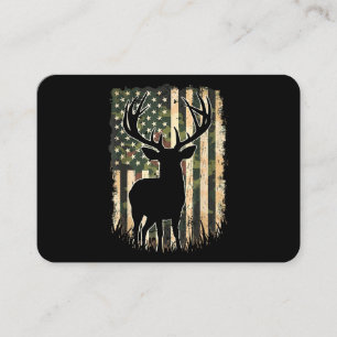 Camo US Flag Deer Hunting Camoflage Hunter Business Card