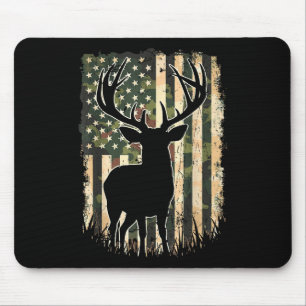 Camo US Flag Deer Hunting Camoflage Hunter Mouse Pad
