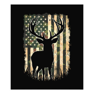 Camo US Flag Deer Hunting Camoflage Hunter Photo Print
