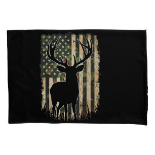 Camo US Flag Deer Hunting Camoflage Hunter Pillowcase