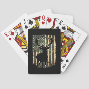 Camo US Flag Deer Hunting Camoflage Hunter Playing Cards