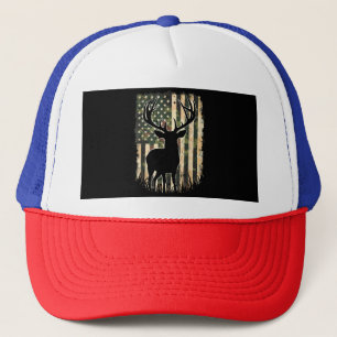 Camo US Flag Deer Hunting Camoflage Hunter Trucker Hat