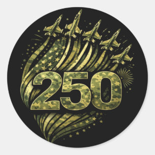 Camo Usa Flag 250 Years 1776-2026 250th Military 4 Classic Round Sticker
