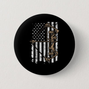 Camo Usa Flag Archery Compound Bow - Bow Hunter 6 Cm Round Badge