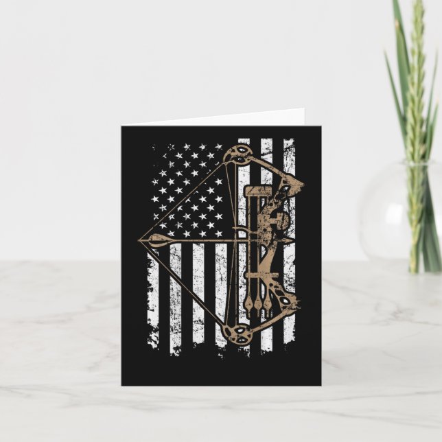 Camo Usa Flag Archery Compound Bow - Bow Hunter  Card (Front)