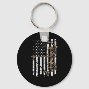 Camo Usa Flag Archery Compound Bow - Bow Hunter Key Ring