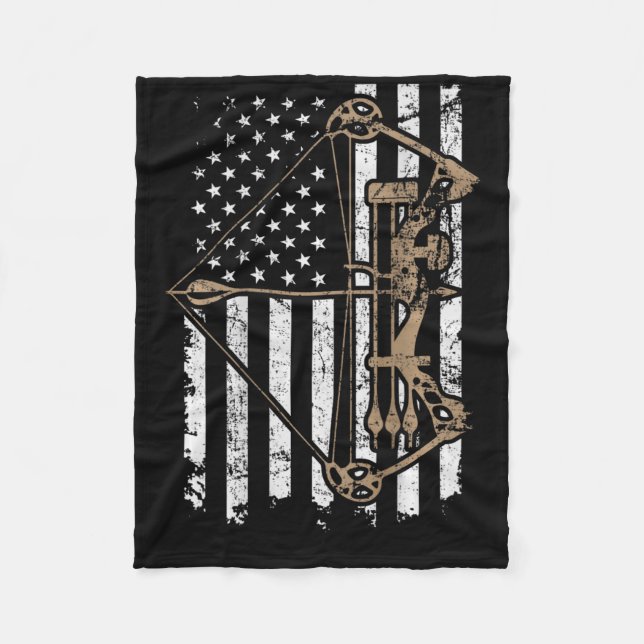 Camo Usa Flag Archery Compound Bow - Bow Hunter (o Fleece Blanket (Front)