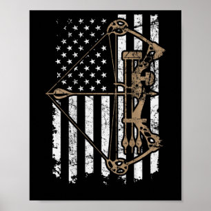 Camo Usa Flag Archery Compound Bow - Bow Hunter  Poster