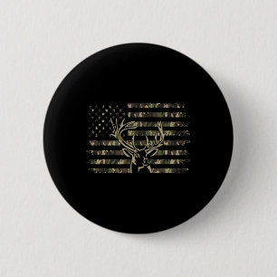 Camo Usa Flag Deer Elk Buck Camoflage Hunting Hunt 6 Cm Round Badge