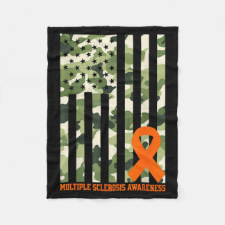 Camo Usa Flag Multiple Sclerosis Awareness Month M Fleece Blanket