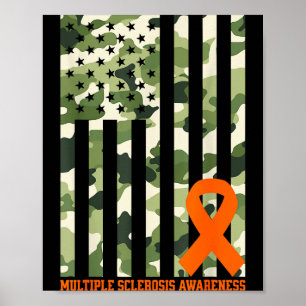 Camo Usa Flag Multiple Sclerosis Awareness Month M Poster