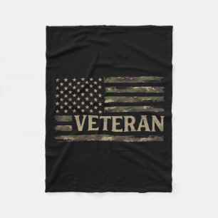 Camo Veteran Camourflage Usa Flag Fathers Day Fleece Blanket