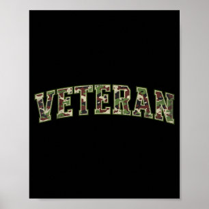 Camo Veteran Camourflage Varsity Text Fathers Day Poster