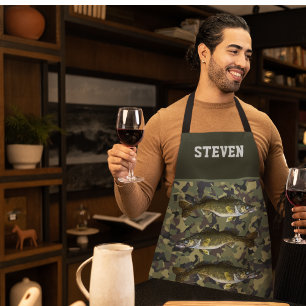 Camo Walleye Fishing Name Sports Outdoors Men's Apron