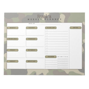 Camo Weekly Planner Notepad