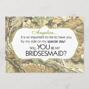 Camo Will You Be My Bridesmaid Invitation