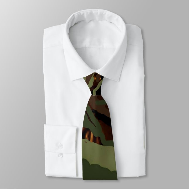 Camoflauge Design-Army Green Tie (Tied)