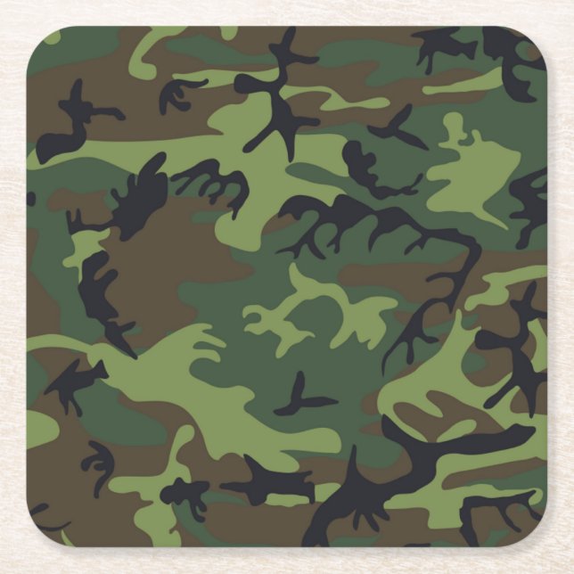 CAMOFLAUGE PATTERN SQUARE PAPER COASTER (Front)