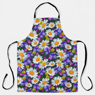 Camomile and wild flowers seamless pattern apron