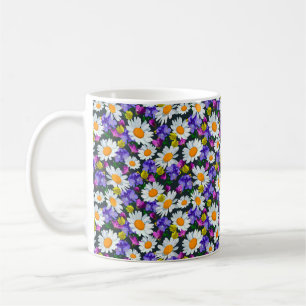 Camomile and wild flowers seamless pattern coffee mug