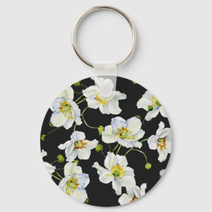 Camomile Flowers: Watercolor Illustration Pattern Key Ring