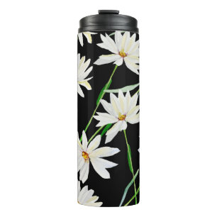 Camomile watercolor illustration print pattern thermal tumbler