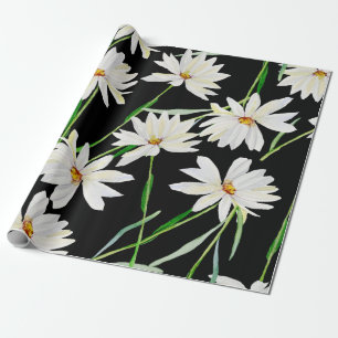 Camomile watercolor illustration print pattern wrapping paper