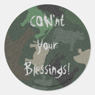 CaMOOflage Cow Collage in Green Classic Round Sticker