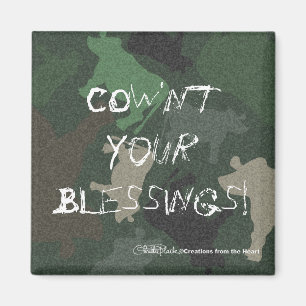 CaMOOflage Cow Collage in Green Magnet