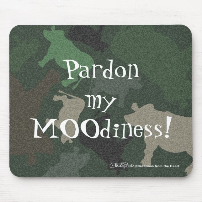 CaMOOflage Cow Collage in Green Mouse Pad (Front)