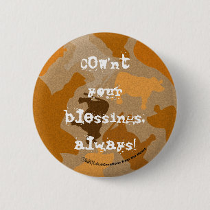 CaMOOflage Cow Collage in Orange 6 Cm Round Badge