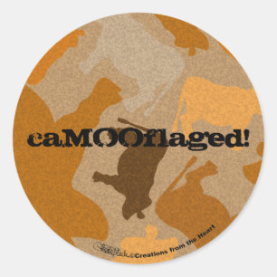 CaMOOflage Cow Collage in Orange Classic Round Sticker