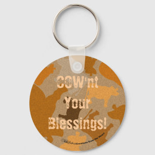 CaMOOflage Cow Collage in Orange Key Ring