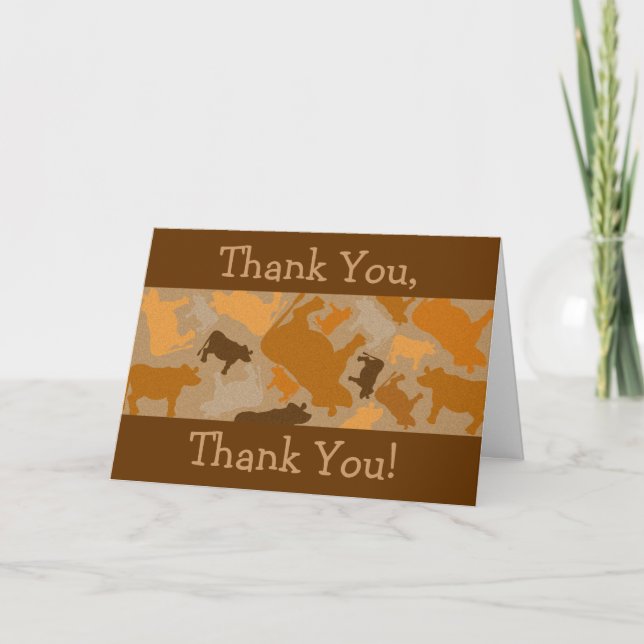 CaMOOflage Cow Collage in Orange Thank You Card (Front)