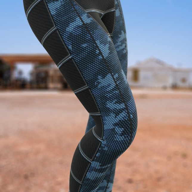 Camouflage Action Blue Cosplay Costume Leggings (Perfect to wear when you're battling aliens or zombies. Just add your initials)