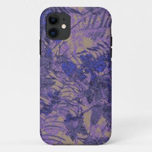 Camouflage against blue flower iPhone 11 case