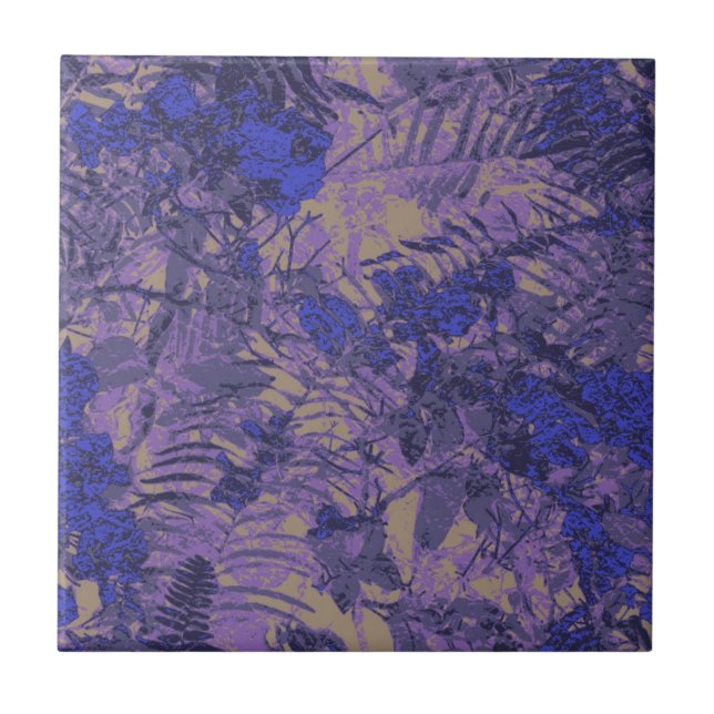 Camouflage against blue flower ceramic tile (Front)