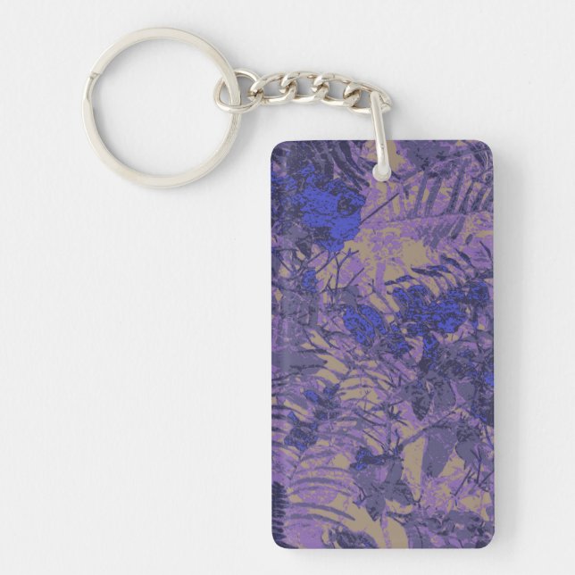 Camouflage against blue flower key ring (Front)